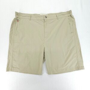 Duck Camp Shorts Mens XXL Khaki Stretch Hiking Outdoor Zip Pockets Elastic Waist